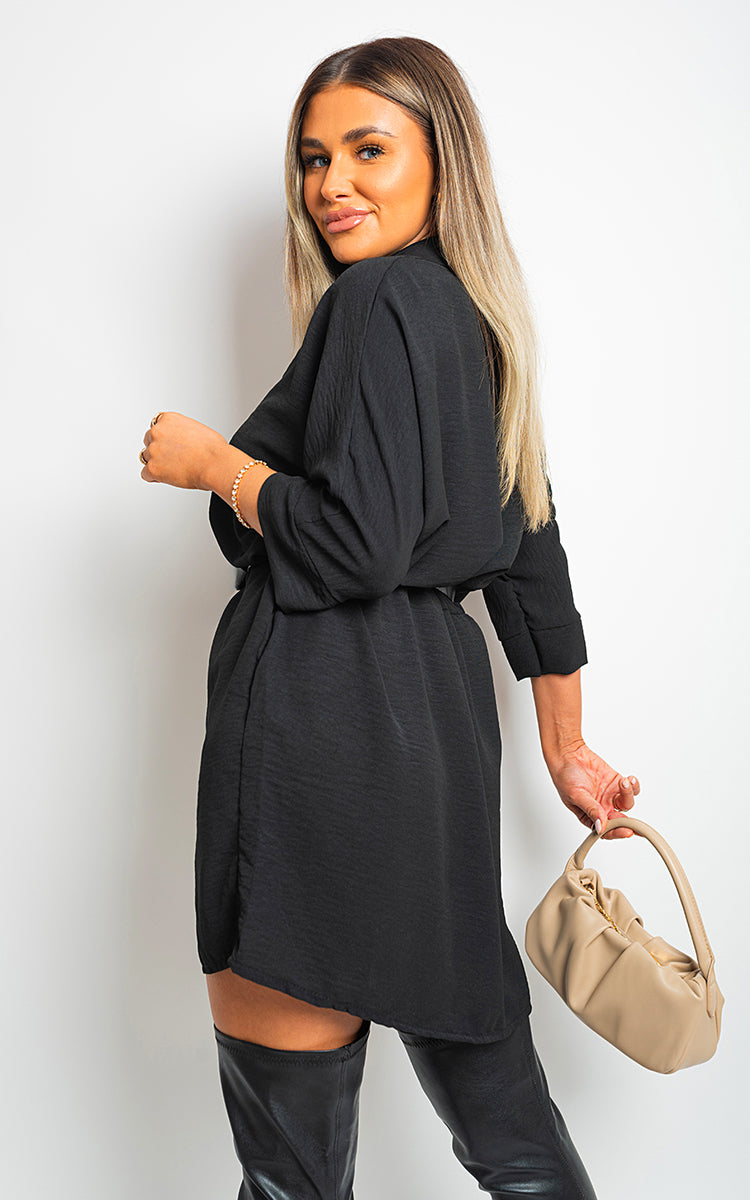 Collared Button Down Mini Dress-1